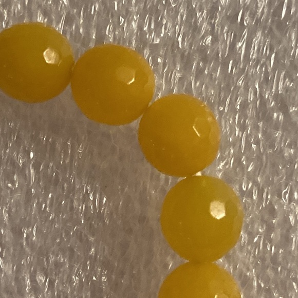 Stretch Citrine Faceted Ball Bead Bracelet with Hanging Evil Eye Crystal Charm - Picture 6 of 6